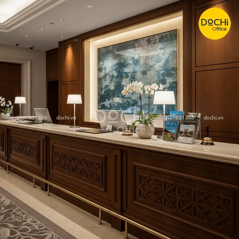 Quầy lễ tân đá phong cách luxury 7 nội thất văn phòng hiện đại