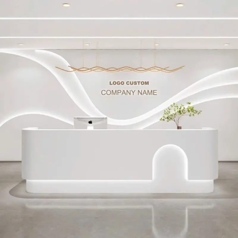 Quầy lễ tân đẹp có đèn LED 6 Quầy lễ tân theo phong cách công nghiệp