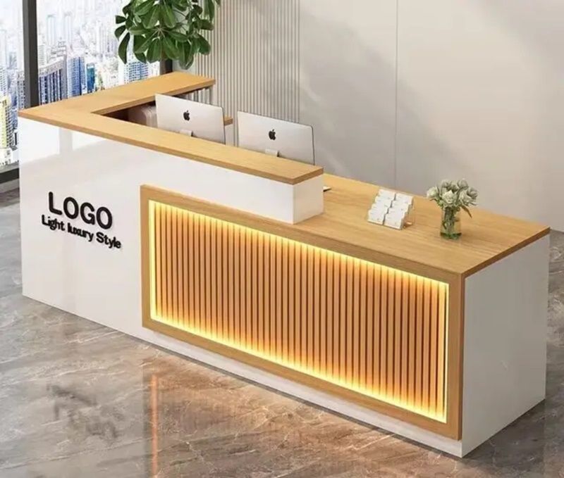 Quầy Lễ Tân Chữ L Cao Cấp 6 Quầy lễ tân chữ L bằng đá marble