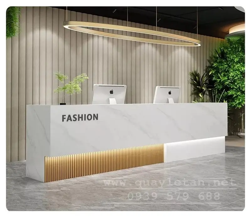 Quầy lễ tân đá kết hợp gỗ 7 showroom nội thất đẹp