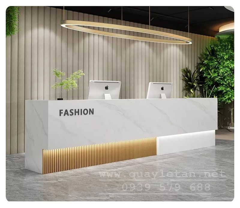 Quầy lễ tân đá hiện đại tối giản 4 quầy lễ tân gỗ MDF