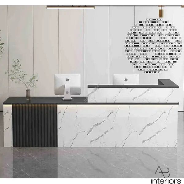 Quầy lễ tân đá trắng vân mây 8 quầy lễ tân hiện đại