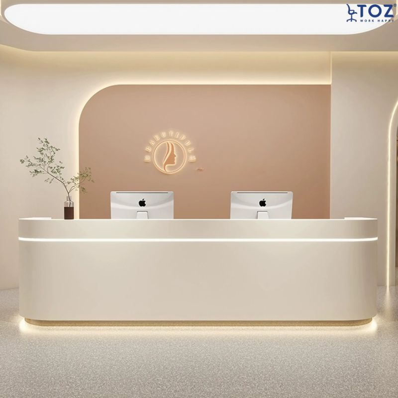 Hình ảnh quầy lễ tân chữ L cao cấp
