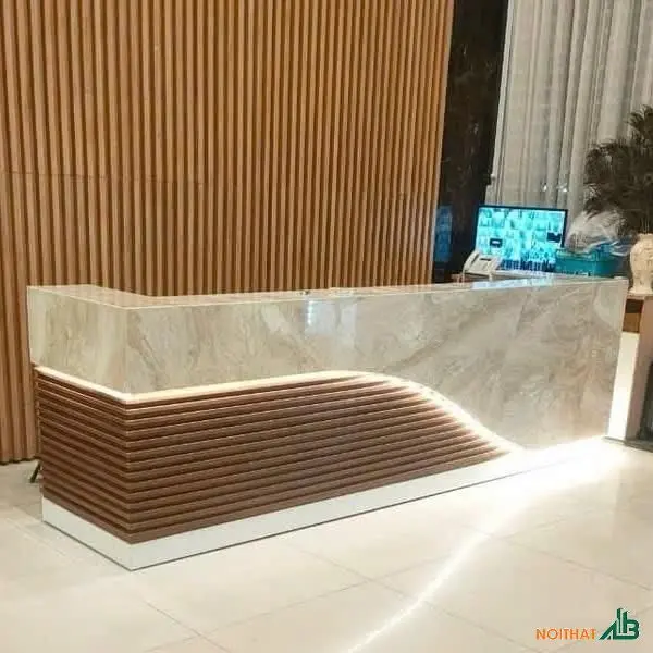 Quầy lễ tân đẹp bằng gỗ 8 Quầy lễ tân cao cấp