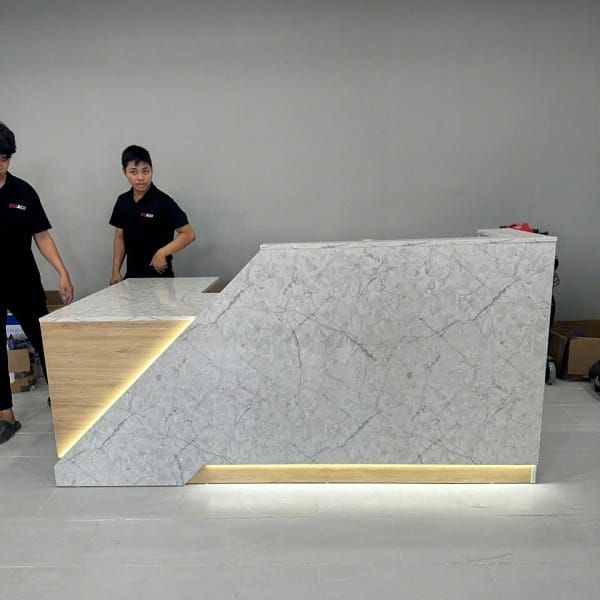 Quầy Lễ Tân Chữ L Thi Công Nhanh 5 Quầy lễ tân chữ L 2m2 x 1m2