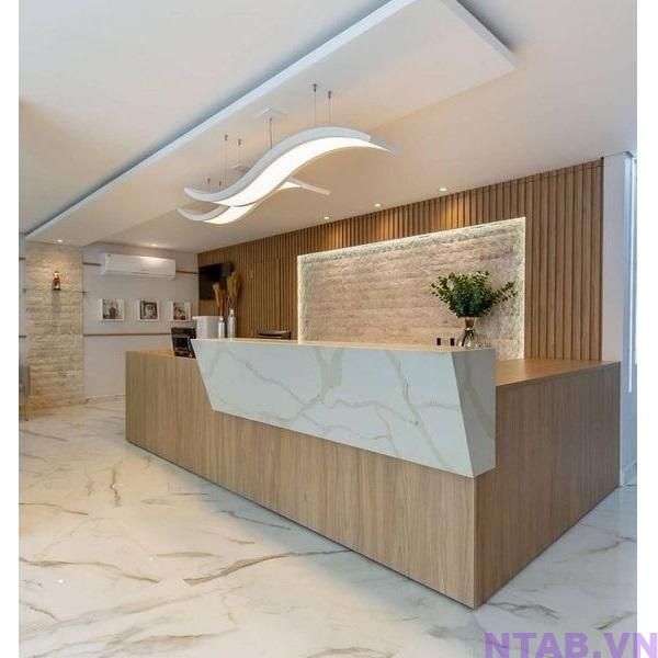 Quầy Lễ Tân Chữ L Sang Trọng 5 Quầy lễ tân chữ L gỗ sang trọng