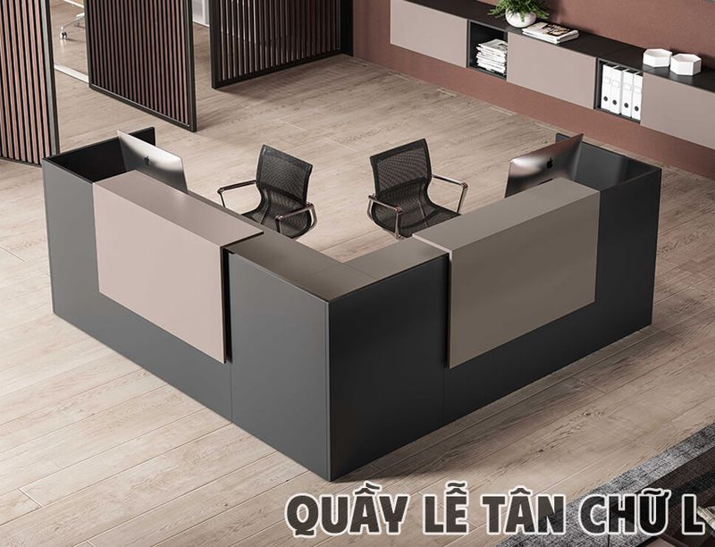 Quầy Lễ Tân Chữ L Vũng Tàu 9 Quầy lễ tân chữ L tích hợp công nghệ