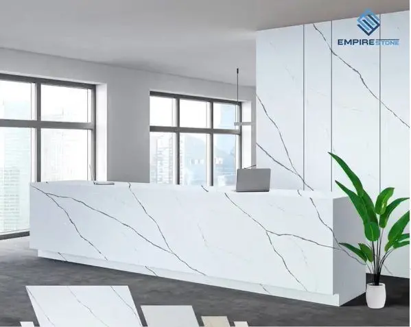 Quầy lễ tân đá nhân tạo đẹp 7 bàn họp đá thạch anh