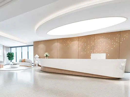 Quầy lễ tân đá văn phòng 7 quầy lễ tân gỗ công nghiệp MDF