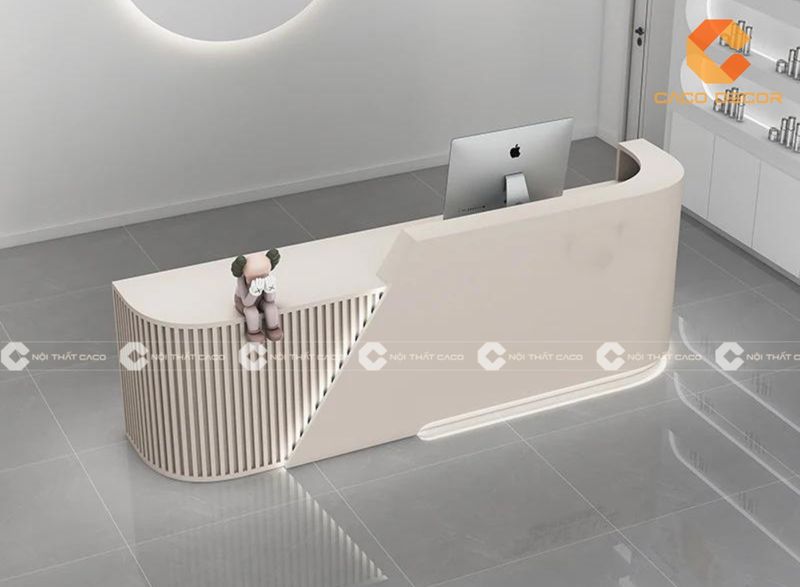 Quầy Lễ Tân Chữ L Acrylic Bóng Gương 9 Quầy lễ tân đẹp 2.5