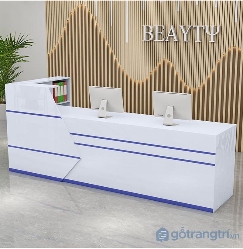 Quầy Lễ Tân Gỗ Công Nghiệp 4 Quầy lễ tân gỗ công nghiệp dạng chữ L