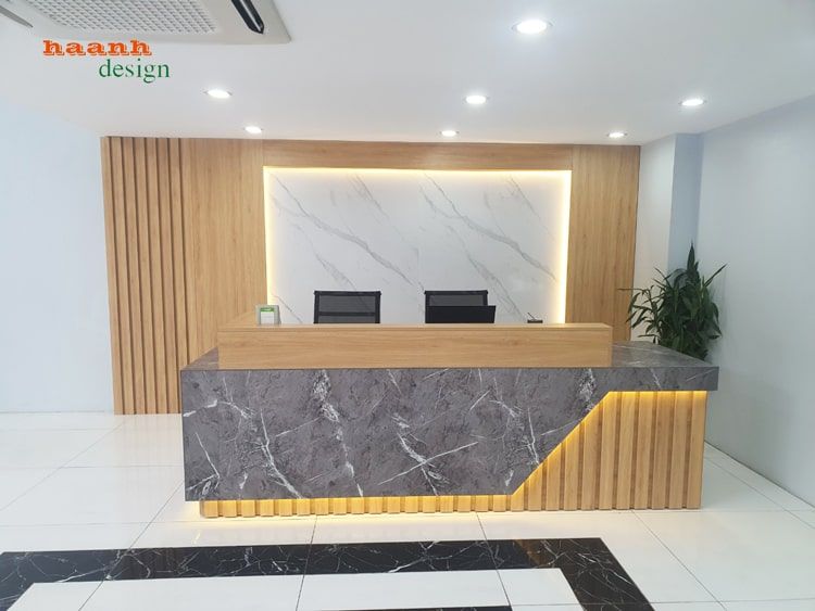 Thi Công Quầy Lễ Tân Gỗ Công Nghiệp 6 Quầy lễ tân gỗ công nghiệp giá da