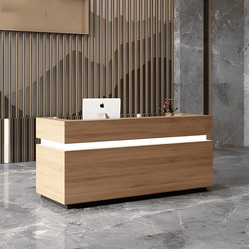 Quầy lễ tân nhà nghỉ thiết kế hiện đại gỗ công nghiệp MDF phủ melamine