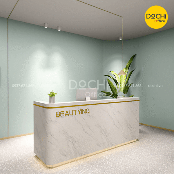 Quầy Lễ Tân Spa Acrylic 6 Quầy lễ tân spa chữ L bo góc