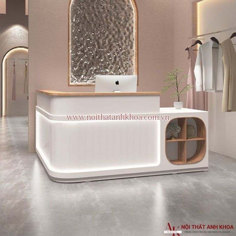 Quầy Lễ Tân Spa MFC 5 Quầy lễ tân spa chùi gỗ MDF có LED đẹp giá rẻ