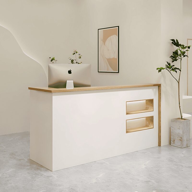 Quầy Lễ Tân Spa MDF 5 Quầy lễ tân MDF mặt gỗ tự nhiên