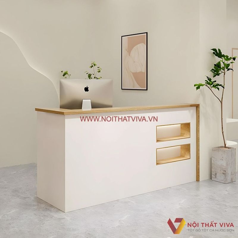 Quầy Lễ Tân Spa Laminate 6 Quầy lễ tân spa nhỏ thiết kế đẹp mặt gỗ MDF melamine