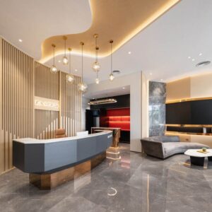 Quầy lễ tân đẹp phong cách tối giản quay-le-tan-taseco-land