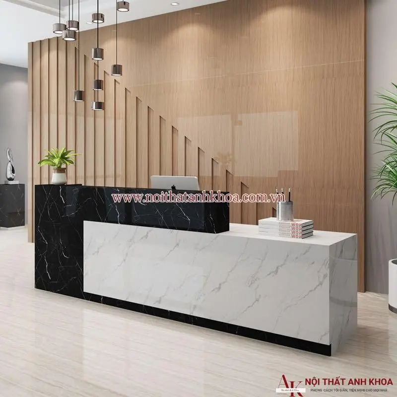 Quầy lễ tân đẹp chữ I 6 Quầy lễ tân văn phòng chữ I đẹp hiện đại, giá rẻ