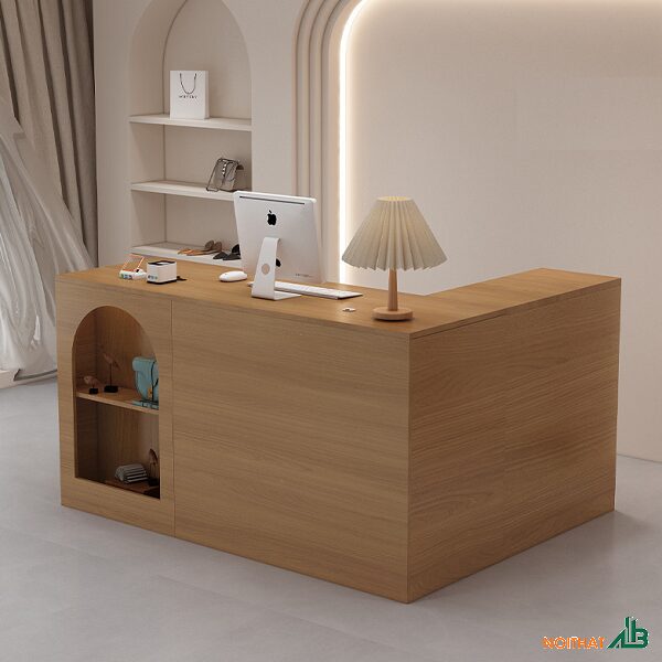 Thi công quầy lễ tân đẹp 12 Quầy thu ngân L QTN040