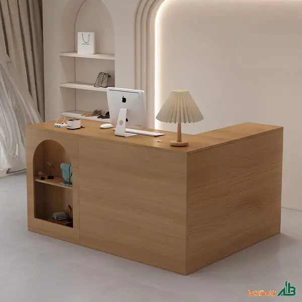 Thi công quầy lễ tân đẹp 12 Quầy thu ngân L QTN040