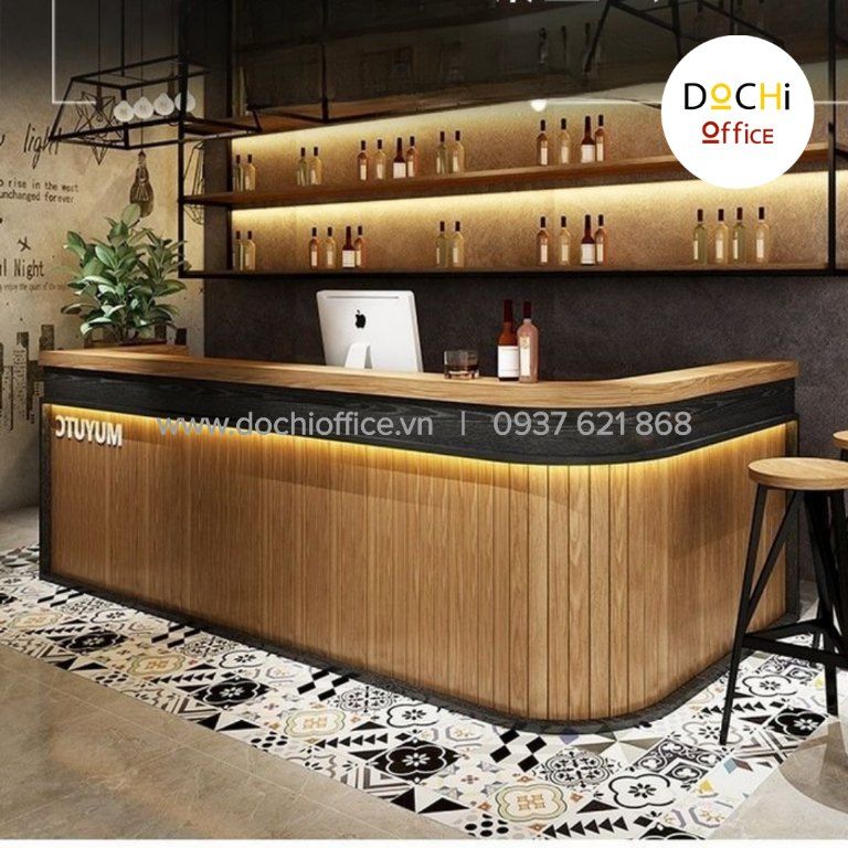 Quầy lễ tân chữ L cao cấp