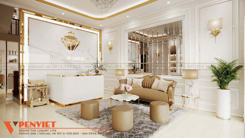 Quầy Lễ Tân Spa Tân Cổ Điển 6 Thiết kế spa Diamond